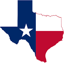 Texas outline filled with Texas flag